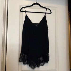 Black Lace Slip Romper